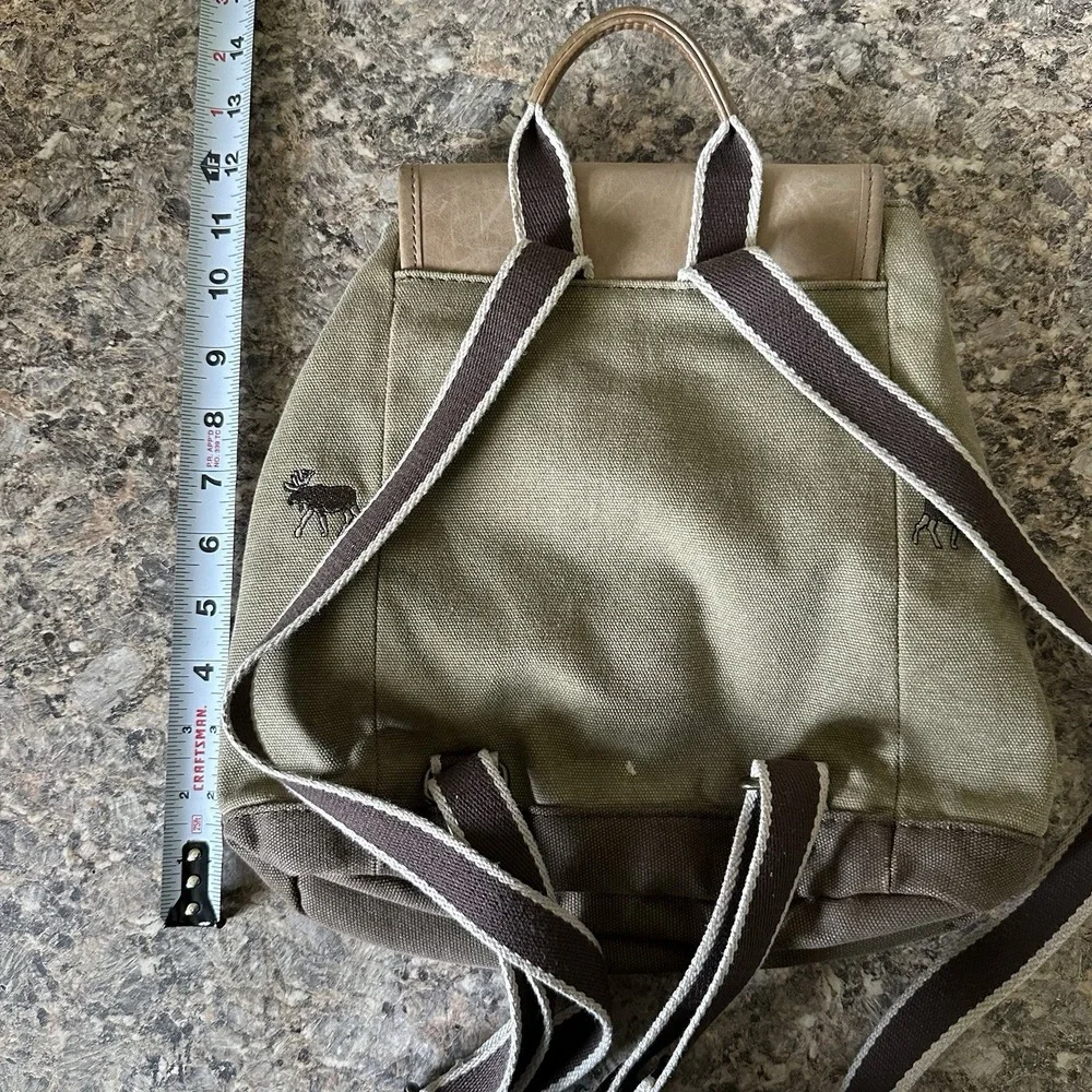 LL Bean Bag VTG Purse  Backpack— Embroidered Moose Sude Leather Adjustable Lock